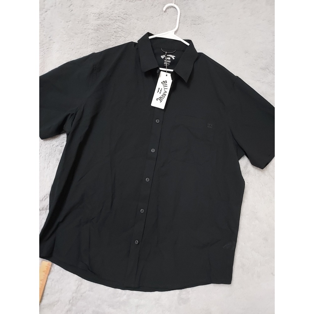 NEW Billabong Shirt Mens XL Short Sleeve Button Down Casual Black Surfer BEach